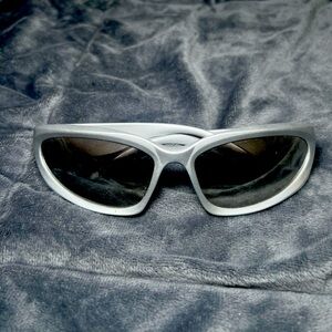 Wrap around futuristic metallic y2k sunglasses